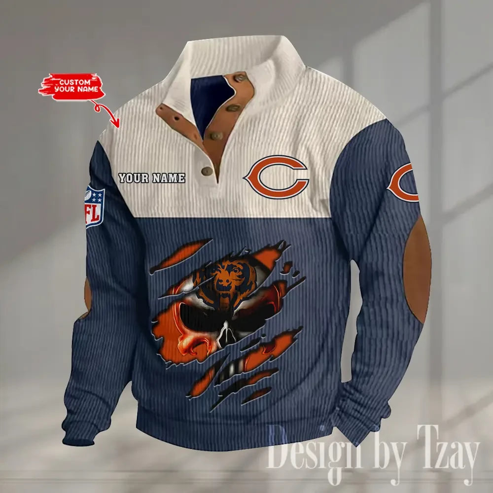 Chicago Bears Double Stand Collar Sport Hoodie S9DBSCH1316