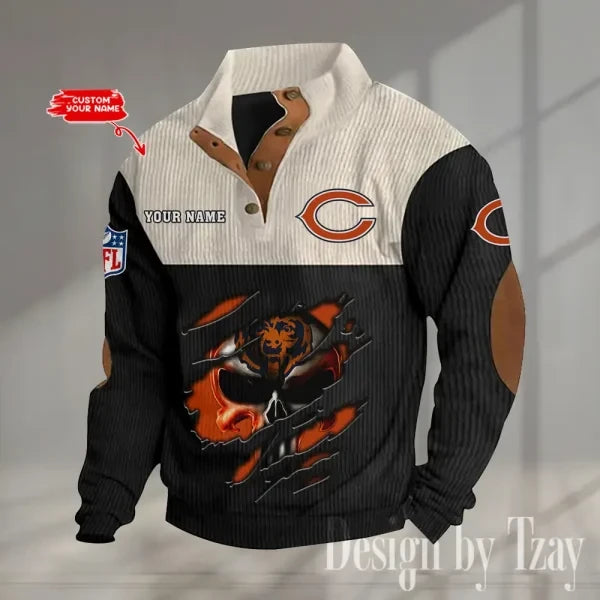 Chicago Bears Double Stand Collar Sport Hoodie S9DBSCH1316