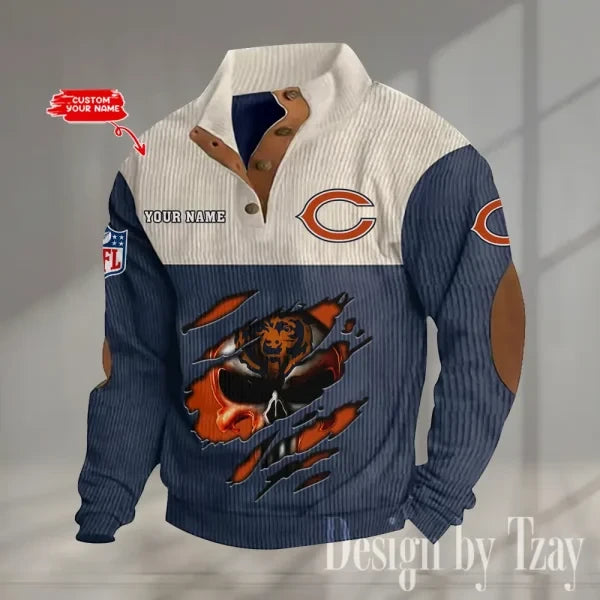 Chicago Bears Double Stand Collar Sport Hoodie S9DBSCH1316