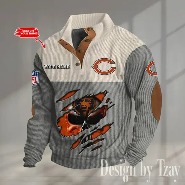 Chicago Bears Double Stand Collar Sport Hoodie S9DBSCH1316