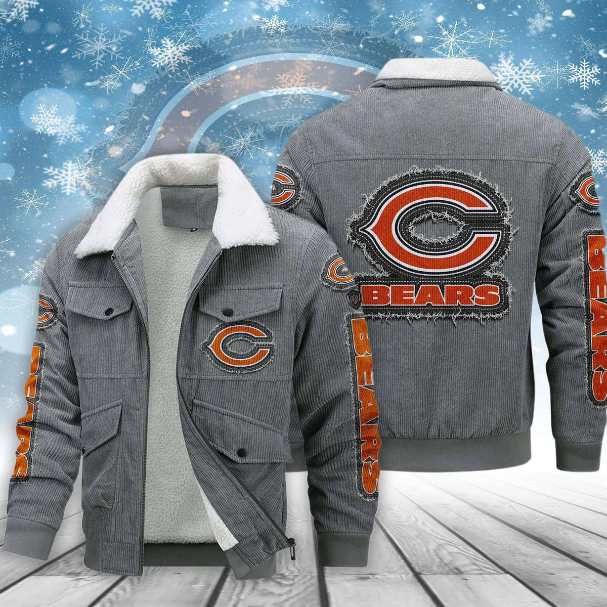 Chicago Bears Men's Thickened Corduroy Jacket ANZVITCJ006