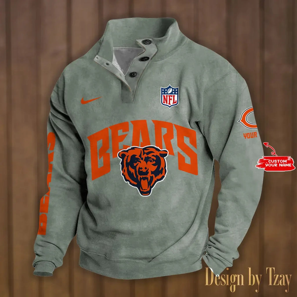 Chicago Bears Premium Stand-Collar Game-Day Pullover - Engineered Warmth & Personalized Name S9DBSCH038