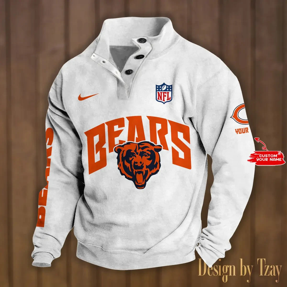 Chicago Bears Premium Stand-Collar Game-Day Pullover - Engineered Warmth & Personalized Name S9DBSCH038