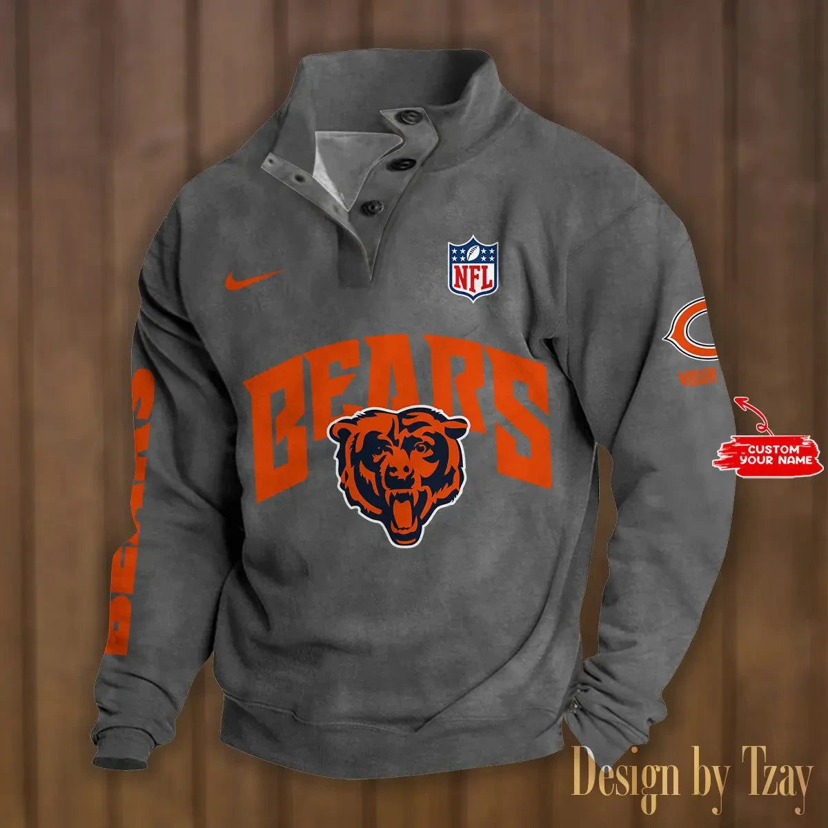 Chicago Bears Premium Stand-Collar Game-Day Pullover - Engineered Warmth & Personalized Name S9DBSCH038