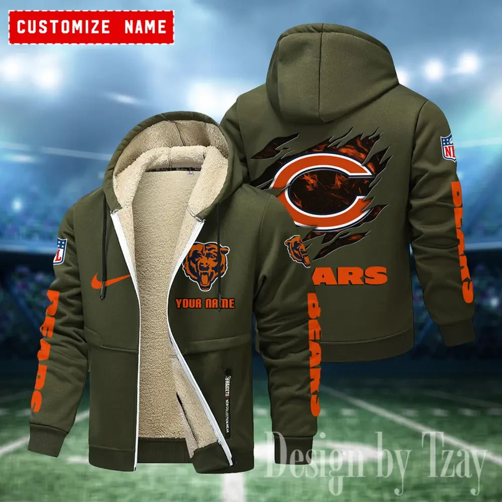 Chicago Bears Hoodies Zip Velvet Coat ANZTZH071