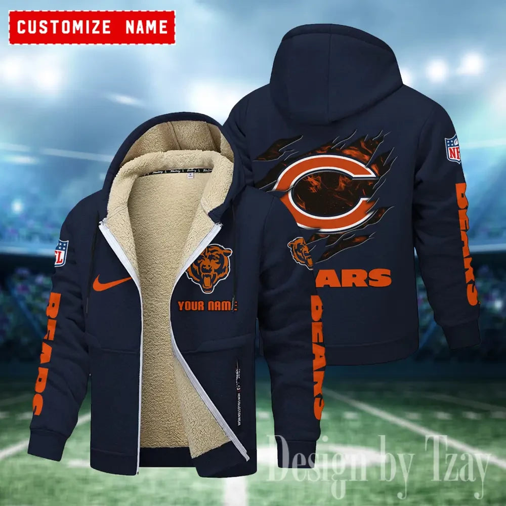 Chicago Bears Hoodies Zip Velvet Coat ANZTZH071