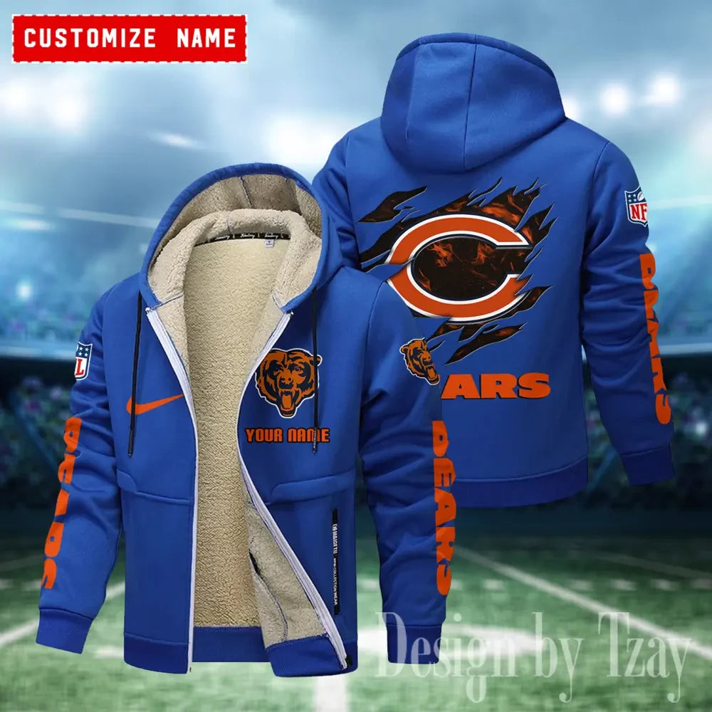 Chicago Bears Hoodies Zip Velvet Coat ANZTZH071