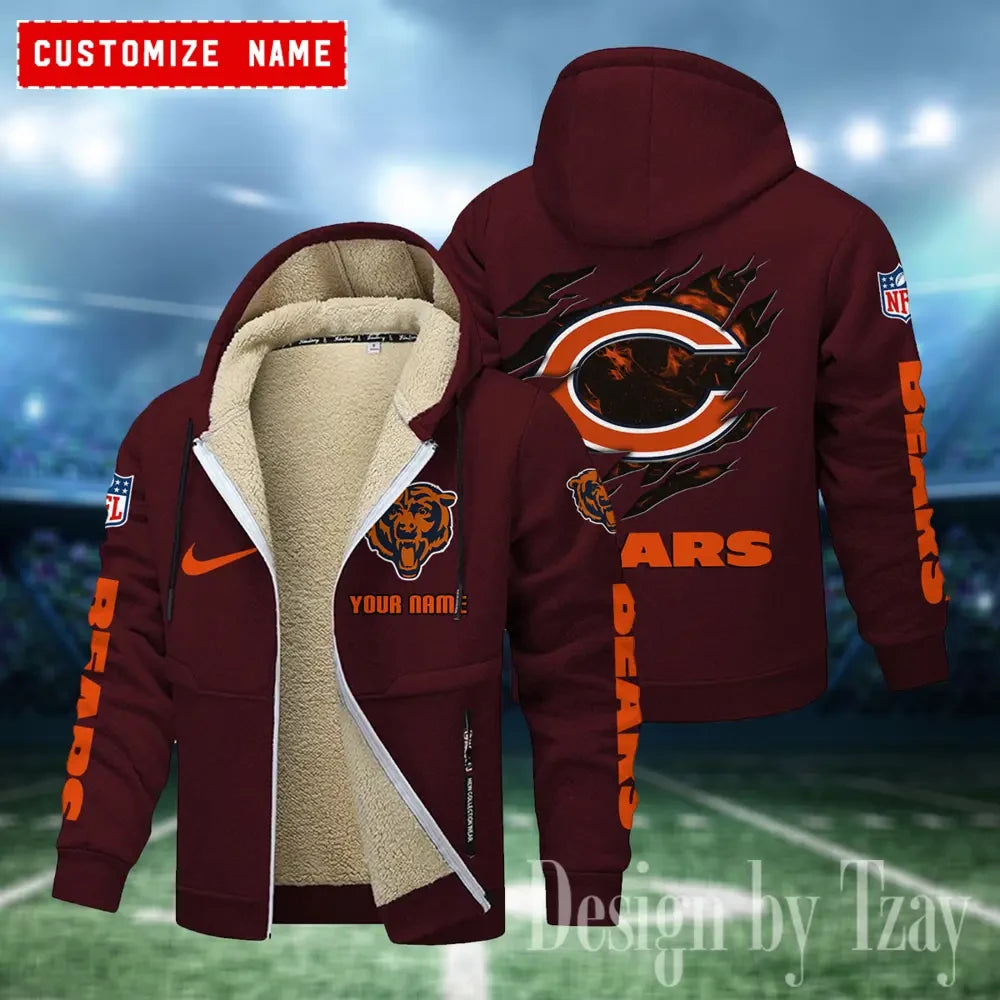 Chicago Bears Hoodies Zip Velvet Coat ANZTZH071