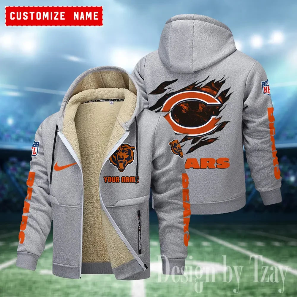 Chicago Bears Hoodies Zip Velvet Coat ANZTZH071