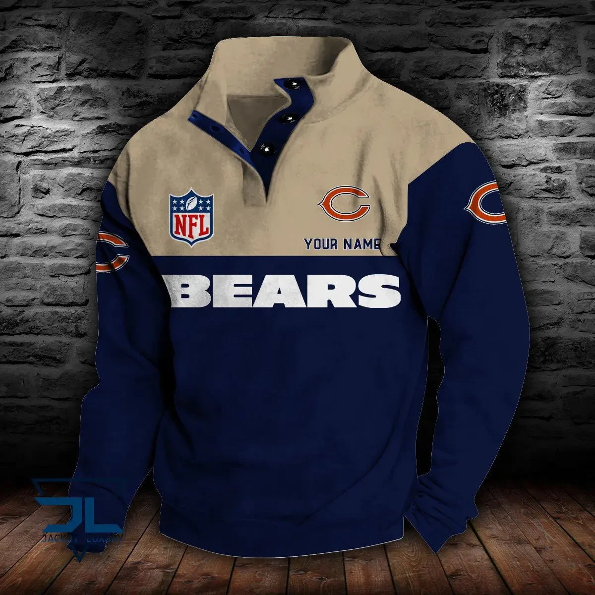 Chicago Bears Premium Stand-Collar Game-Day Pullover - Engineered Warmth & Personalized Name S9DBSCH006