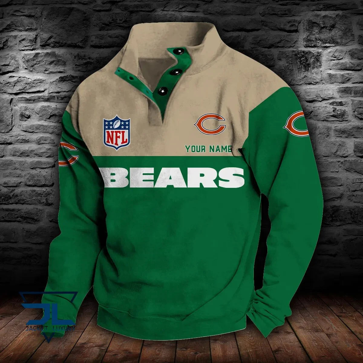 Chicago Bears Premium Stand-Collar Game-Day Pullover - Engineered Warmth & Personalized Name S9DBSCH006