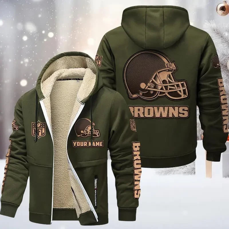 Cleveland Browns DMTZ0845 Premium Sherpa-Lined Winter Hoodie – Personalized Edition
