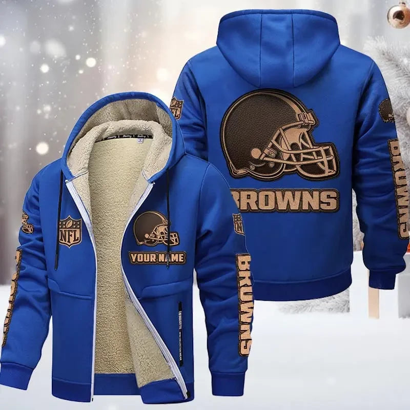 Cleveland Browns DMTZ0845 Premium Sherpa-Lined Winter Hoodie – Personalized Edition
