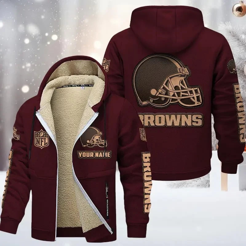 Cleveland Browns DMTZ0845 Premium Sherpa-Lined Winter Hoodie – Personalized Edition