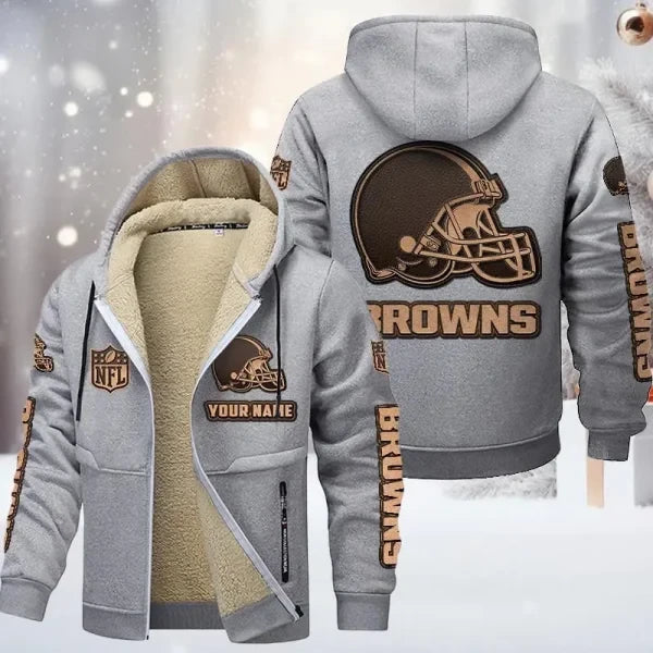 Cleveland Browns DMTZ0845 Premium Sherpa-Lined Winter Hoodie – Personalized Edition