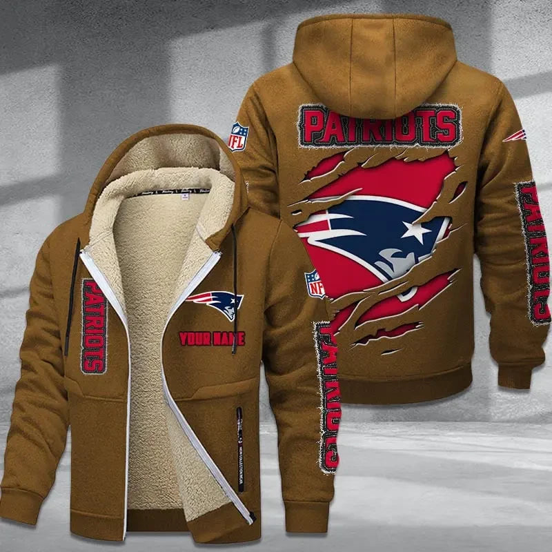 New England Patriots DMTZ0375 Premium Thick Zip-Up Hoodie
