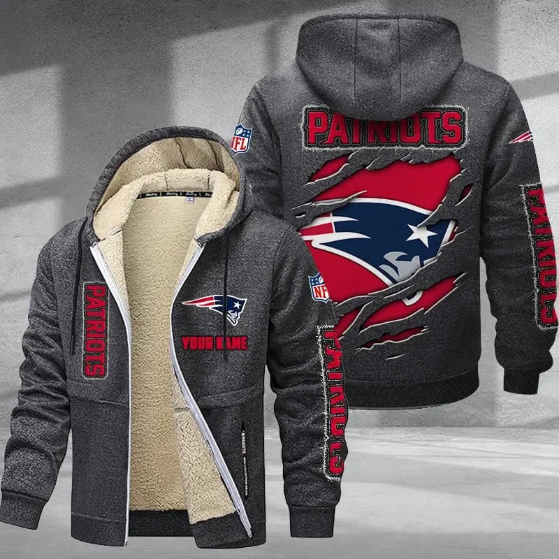 New England Patriots DMTZ0375 Premium Thick Zip-Up Hoodie