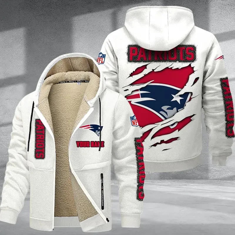 New England Patriots DMTZ0375 Premium Thick Zip-Up Hoodie