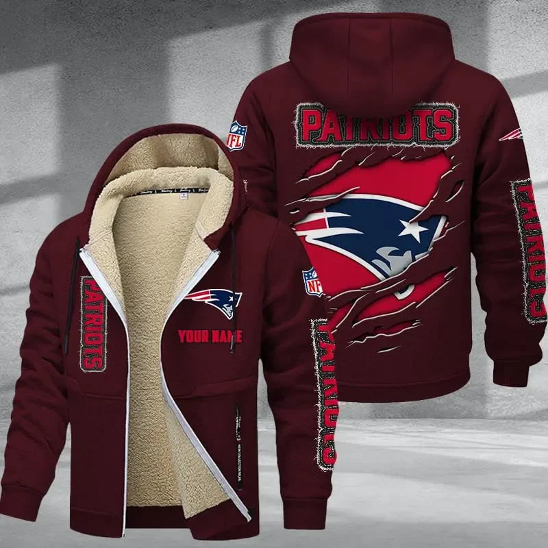 New England Patriots DMTZ0375 Premium Thick Zip-Up Hoodie
