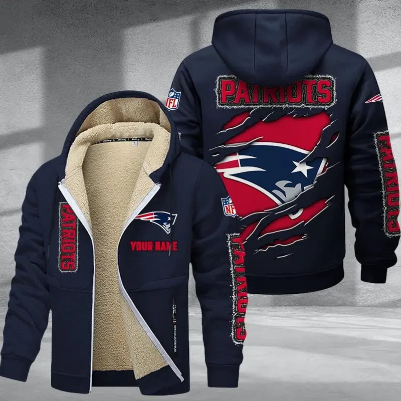 New England Patriots DMTZ0375 Premium Thick Zip-Up Hoodie