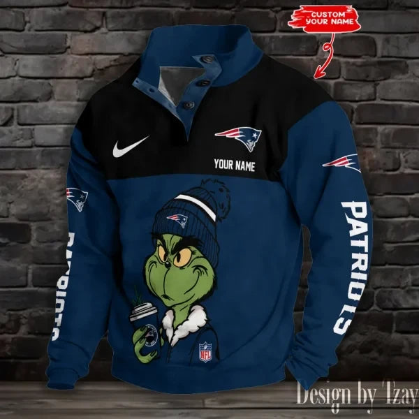 New England Patriots Premium Stand-Collar Game-Day Pullover - Engineered Warmth & Personalized Name S9DBSCH721