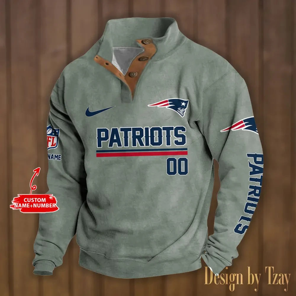 New England Patriots Premium Stand-Collar Game-Day Pullover - Engineered Warmth & Personalized Name S9DBSCH086