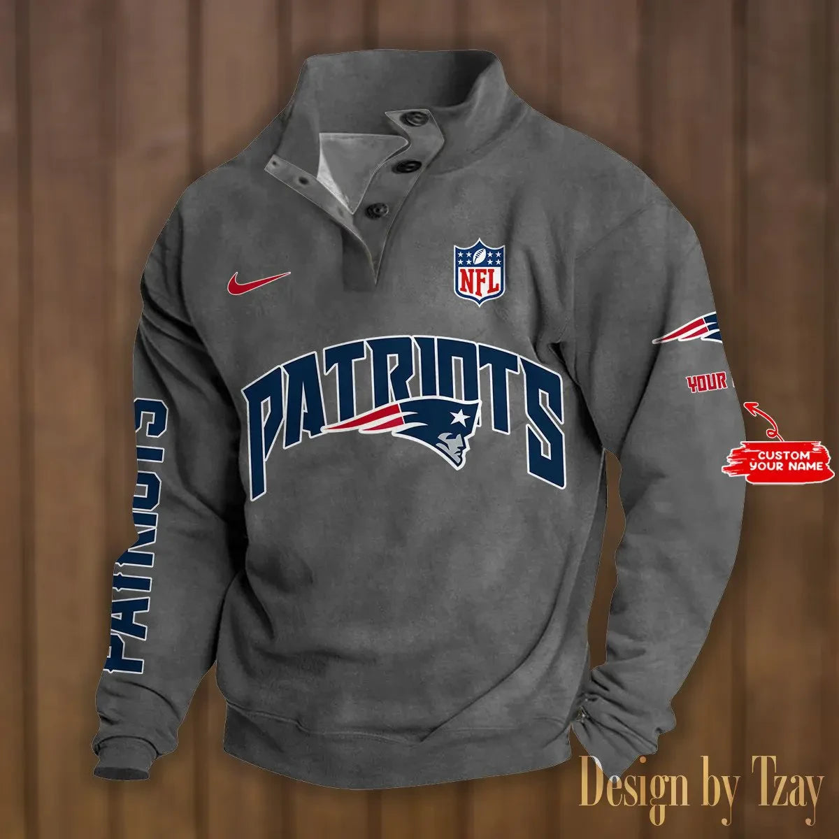 New England Patriots Premium Stand-Collar Game-Day Pullover - Engineered Warmth & Personalized Name S9DBSCH054