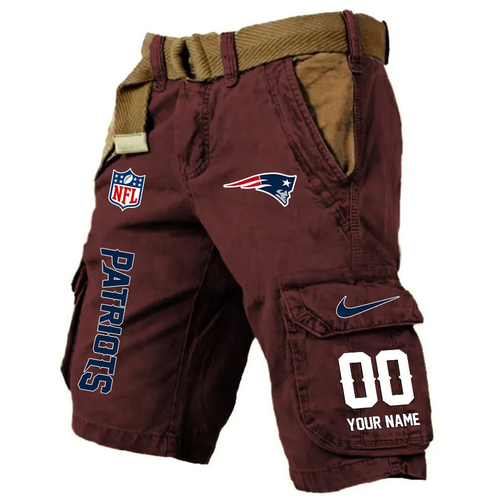 New England Patriots Pocket Print Cargo Shorts (Belt Not Included) S9MCS203