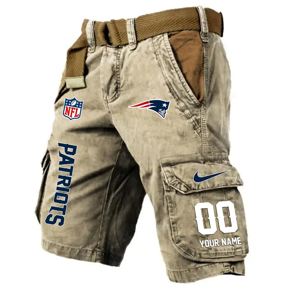 New England Patriots Pocket Print Cargo Shorts (Belt Not Included) S9MCS203