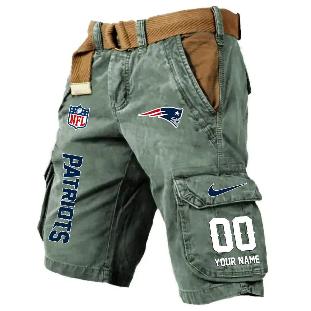 New England Patriots Pocket Print Cargo Shorts (Belt Not Included) S9MCS203