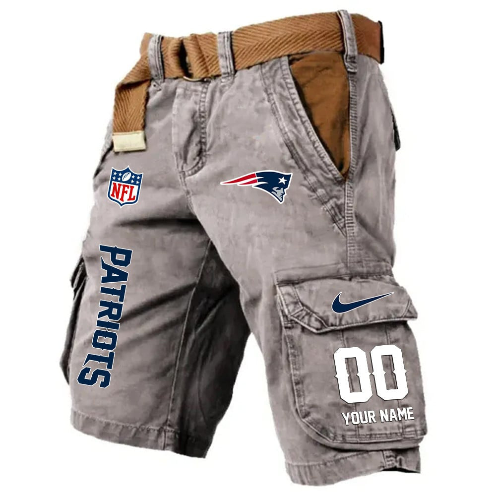New England Patriots Pocket Print Cargo Shorts (Belt Not Included) S9MCS203