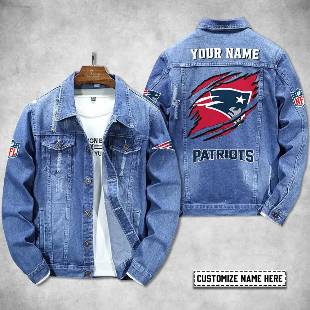 New England Patriots Personalized Premium Denim Jacket S9DJ078