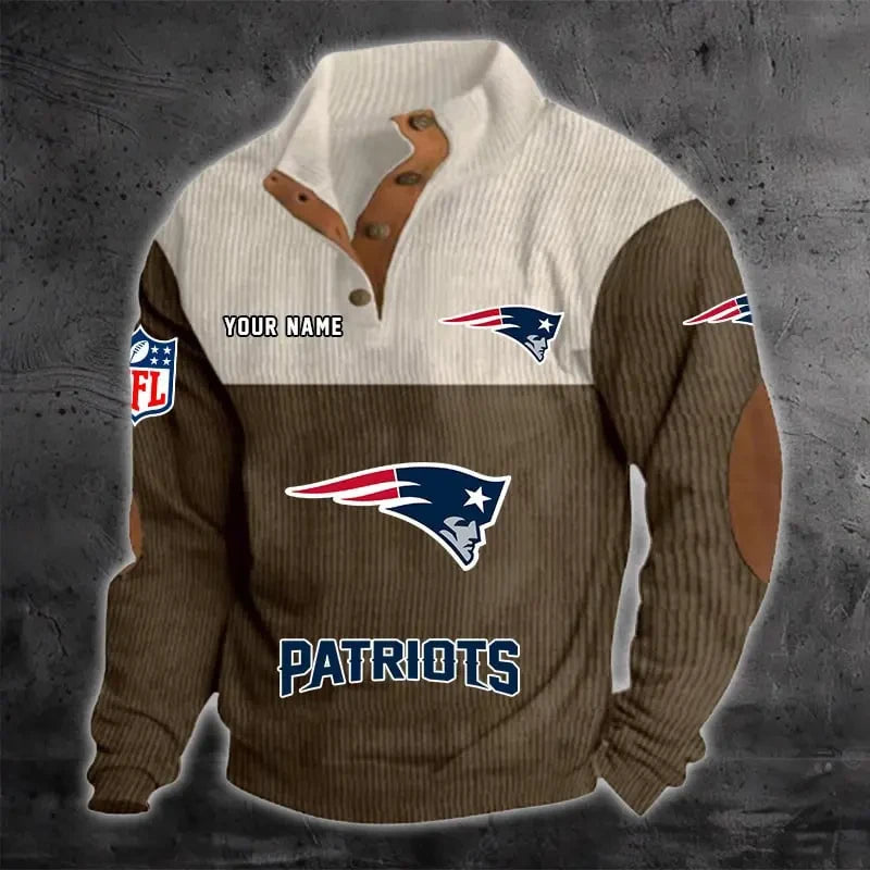 New England Patriots S9DBSCH1222 Color Block Stand Collar Sweatshirt