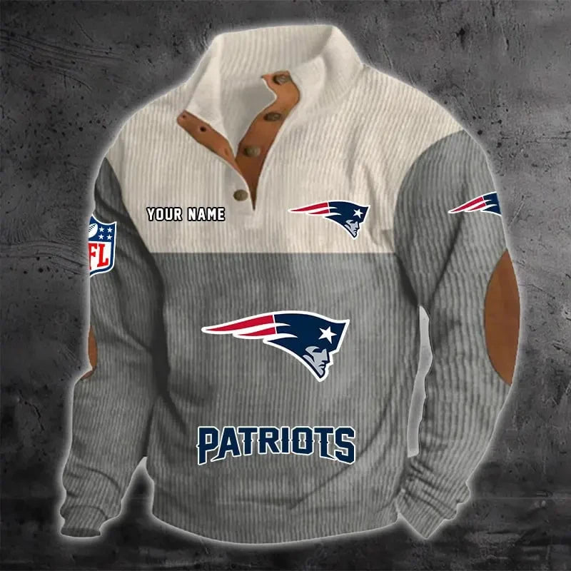 New England Patriots S9DBSCH1222 Color Block Stand Collar Sweatshirt