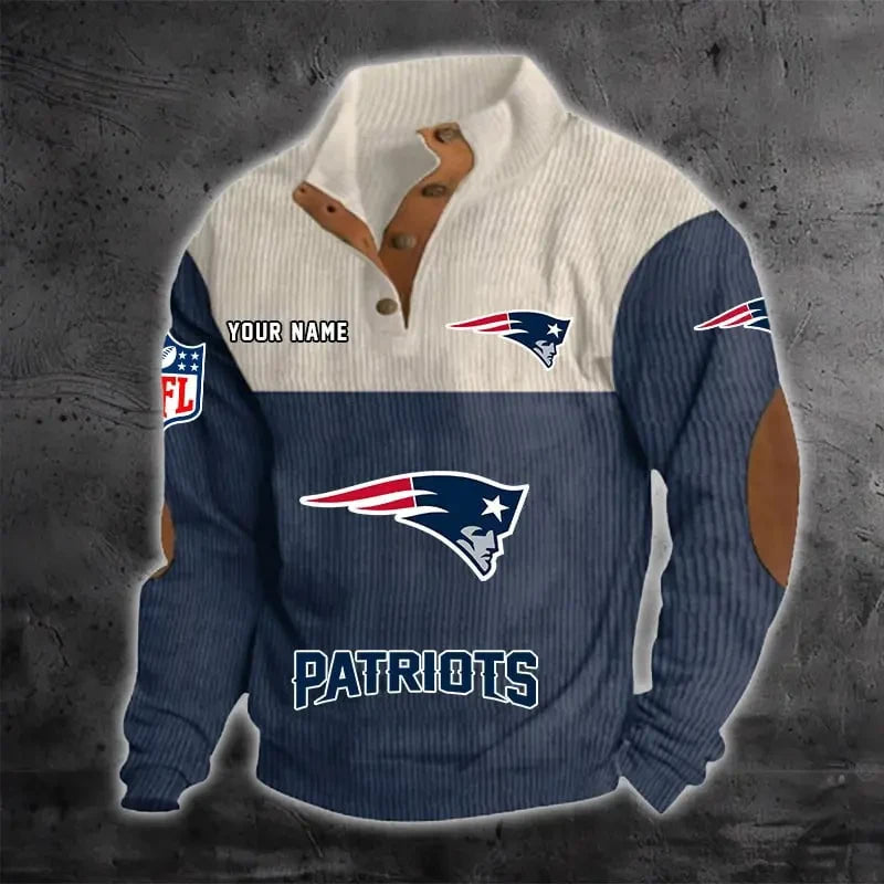 New England Patriots S9DBSCH1222 Color Block Stand Collar Sweatshirt