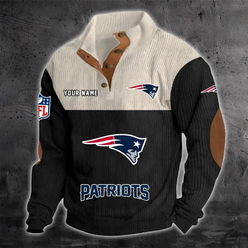 New England Patriots S9DBSCH1222 Color Block Stand Collar Sweatshirt