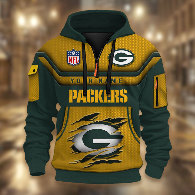 Green Bay Packers DMHT2369 3D Half-zip Hoodie