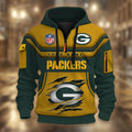 Green Bay Packers DMHT2369 3D Half-zip Hoodie