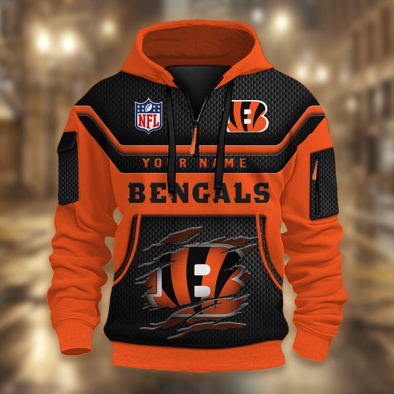 Cincinnati Bengals DMHT2364 3D Half-zip Hoodie