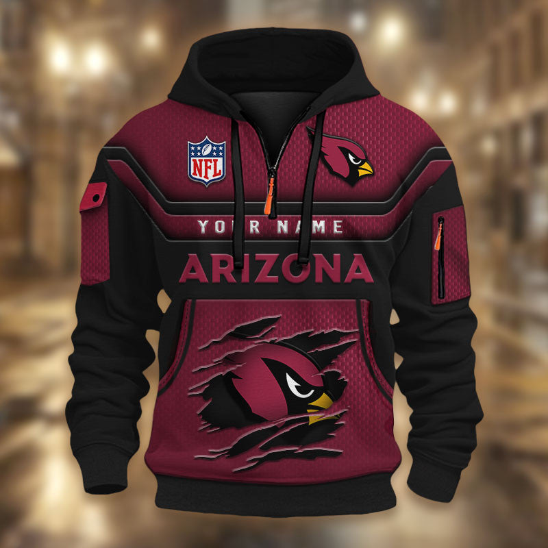 Arizona Cardinals DMHT2358 3D Half-zip Hoodie