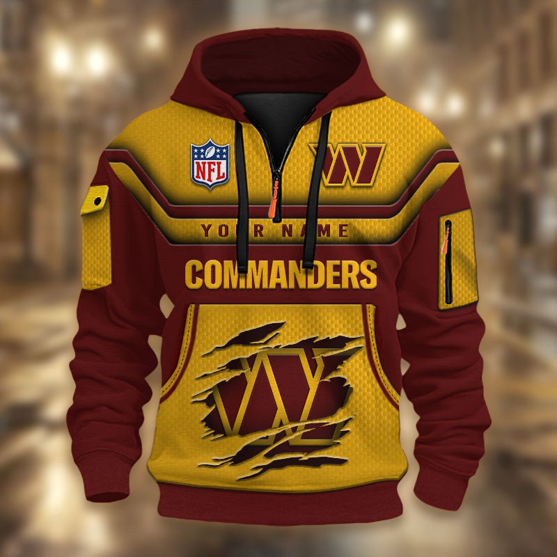Washington Commanders DMHT2389 3D Half-zip Hoodie