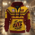 Washington Commanders DMHT2389 3D Half-zip Hoodie