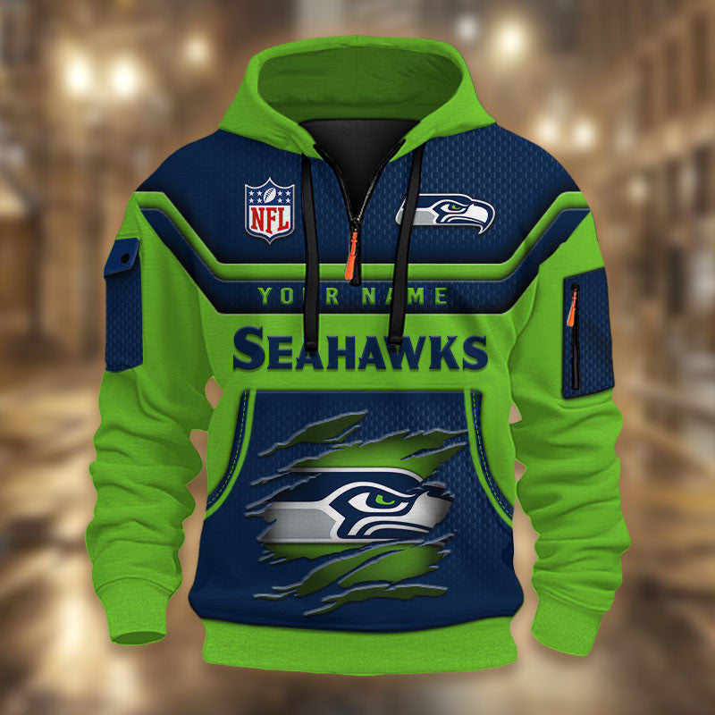 Seattle Seahawks DMHT2386 3D Half-zip Hoodie