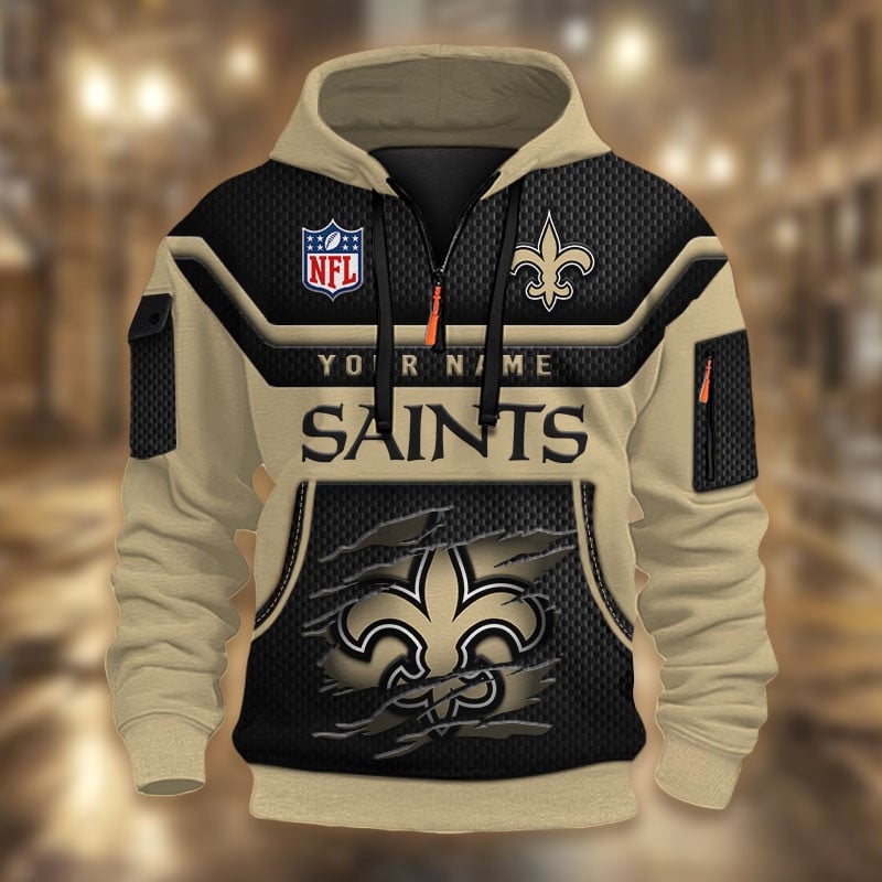 New Orleans Saints DMHT2380 3D Half-zip Hoodie