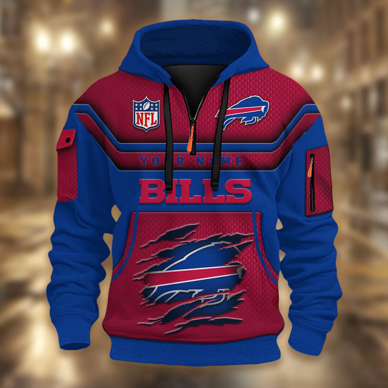 Buffalo Bills DMHT2361 3D Half-zip Hoodie