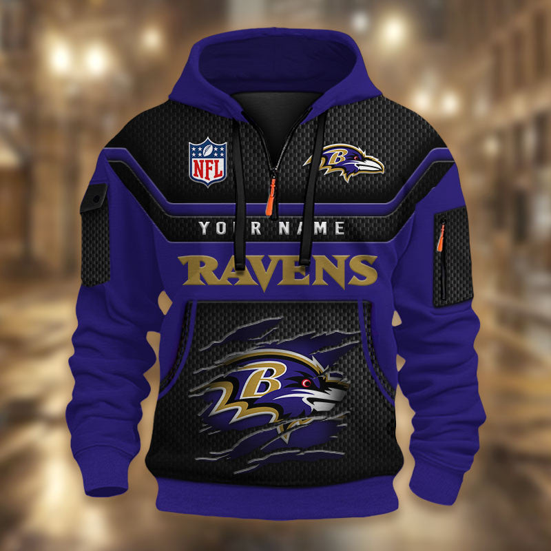 Baltimore Ravens DMHT2582 3D Half-zip Hoodie