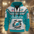 Miami Dolphins DMHT2377 3D Half-zip Hoodie