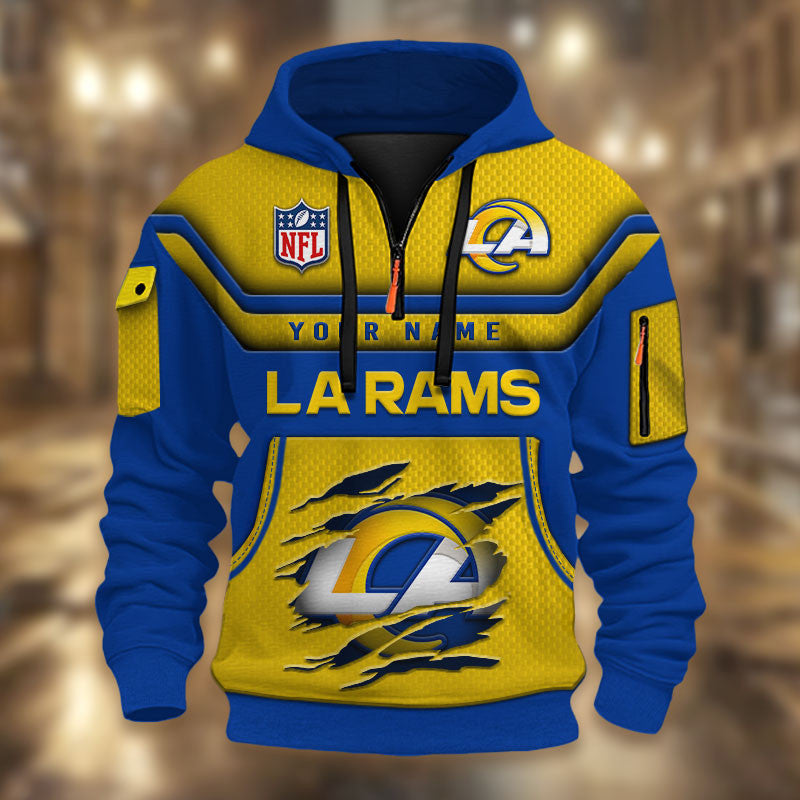 Los Angeles Rams DMHT2376 3D Half-zip Hoodie