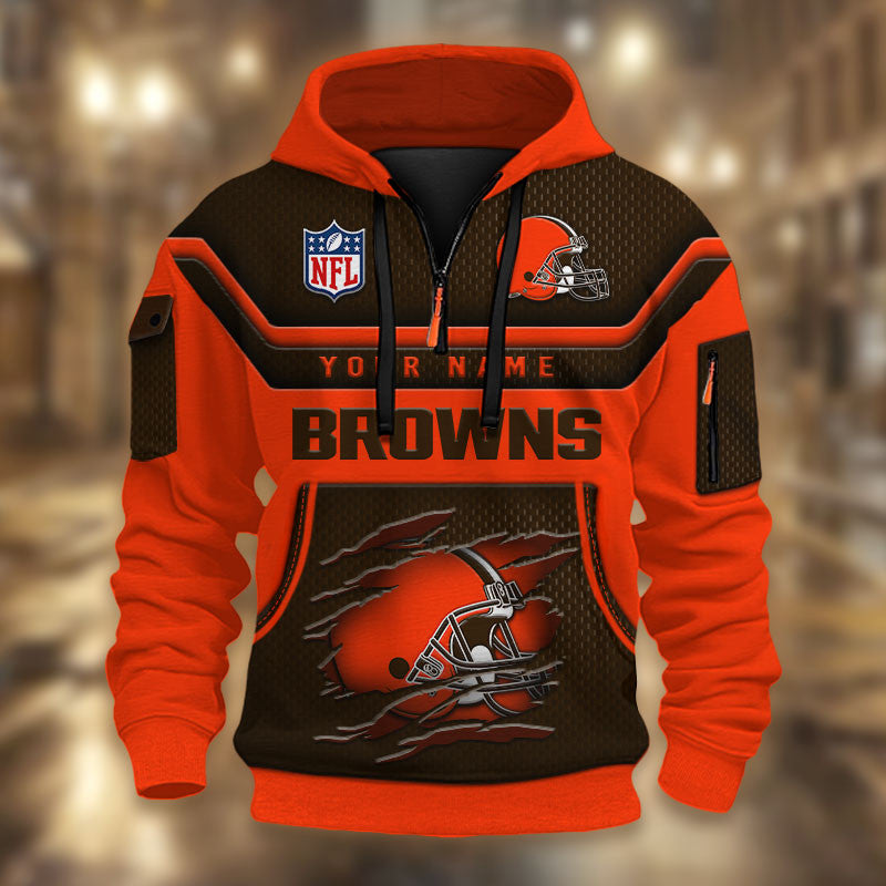Cleveland Browns DMHT2365 3D Half-zip Hoodie