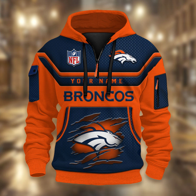 Denver Broncos DMHT2367 3D Half-zip Hoodie